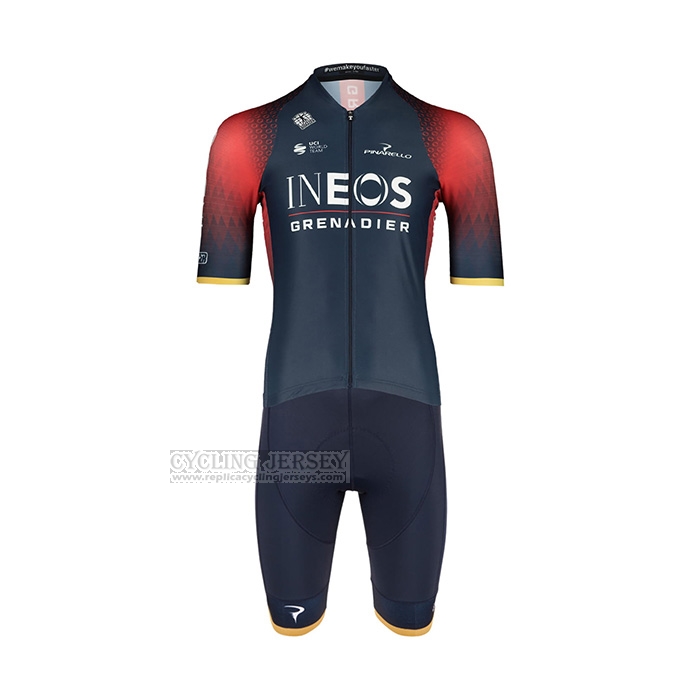 2022 Cycling Jersey Ineos Grenadiers Deep Blue Red Short Sleeve and Bib Short